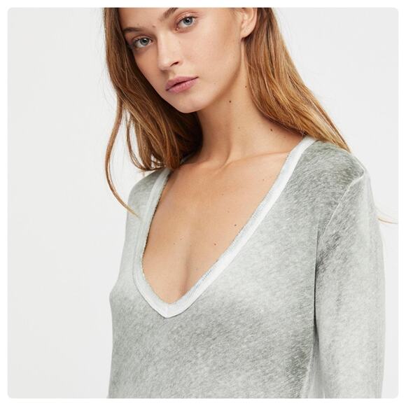 Free People We The Free Long Beach Tee in Acid Wash Green - Picture 2 of 7